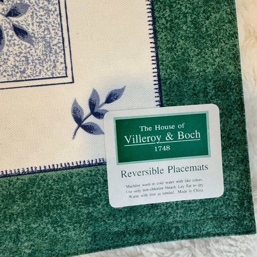 Villeroy & Boch Switch Three Reversible Cotton Placemats Green Blue Set of 6